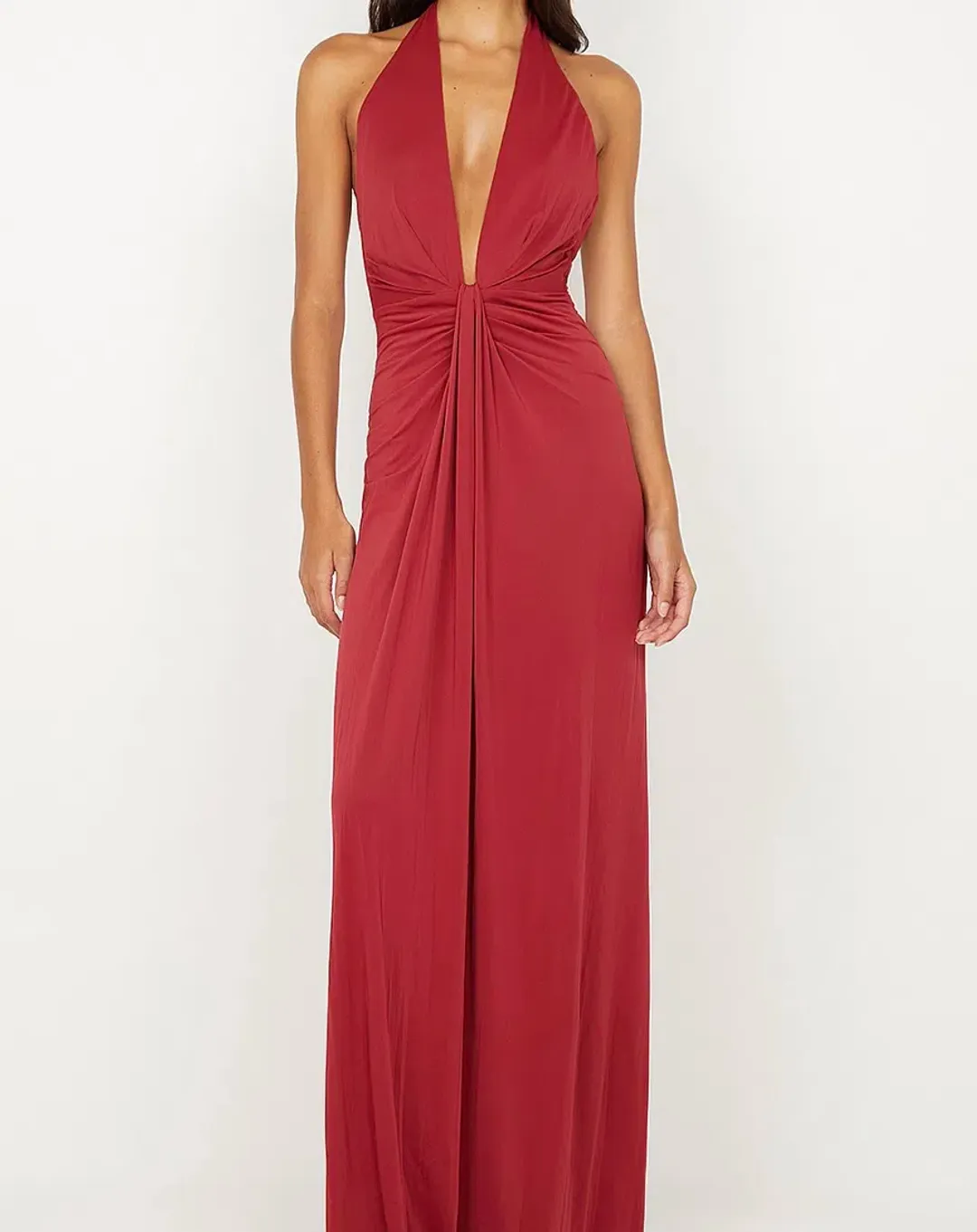 Susie Plunge Maxi Dress in Cherry Red Size 6 for rent on The Volte - main image