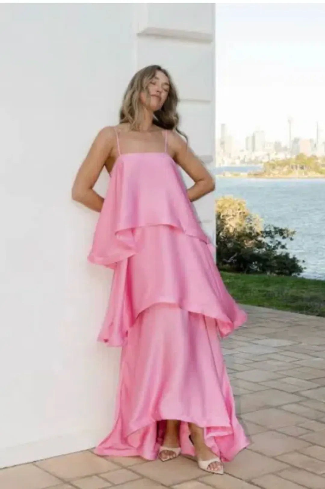 Elliatt Tilly Tiered Maxi Dress in Pink Size 8 for rent on The Volte - main image