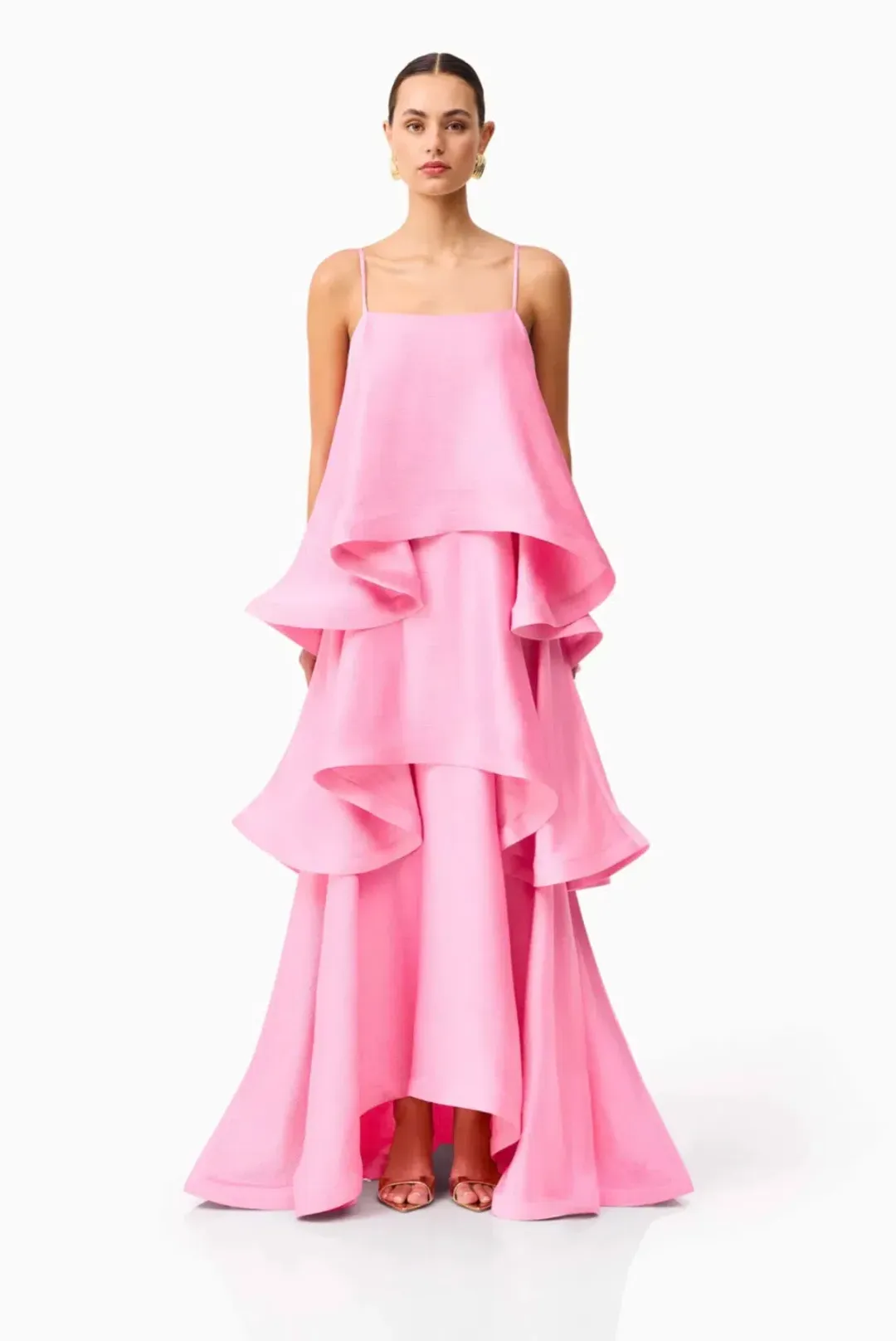 Elliatt Tilly Tiered Maxi Dress in Pink Size 8 for rent on The Volte - main image