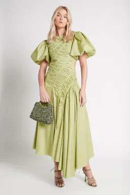 Aje Siren Drawstring Midi Dress Bayleaf Green Size 16 for rent on The Volte - image 1