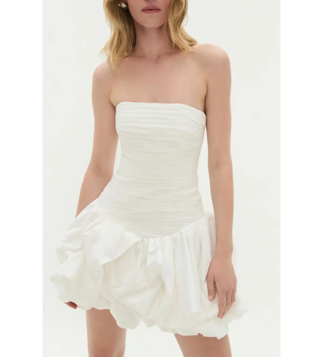 Aje Violette Bubble Hem Mini Dress Ivory Size 10 for rent on The Volte - main image