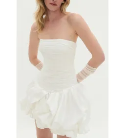 Aje Violette Bubble Hem Mini Dress Ivory Size 10 for rent on The Volte - image 3