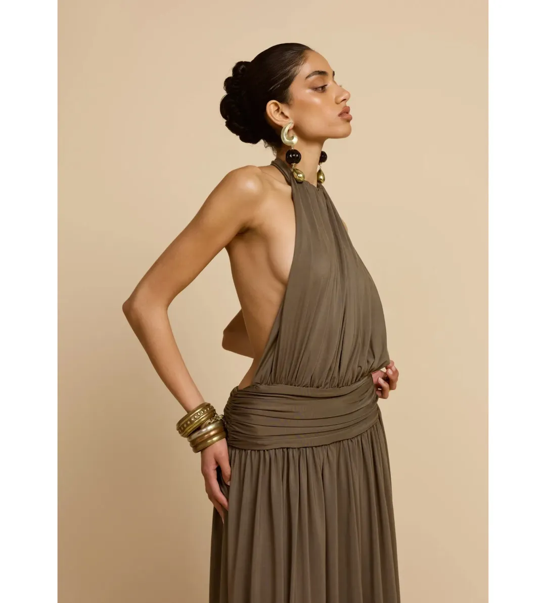 Arcina Ori Santina Maxi Dress Khaki Size M AU 10 for rent on The Volte - main image