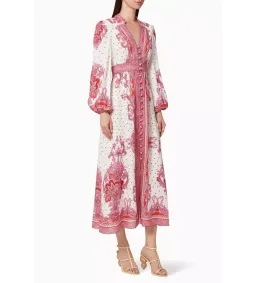 Zimmermann Bells Paisley Long Midi Dress Red Paisley Size 0 AU 8 for rent on The Volte - image 5