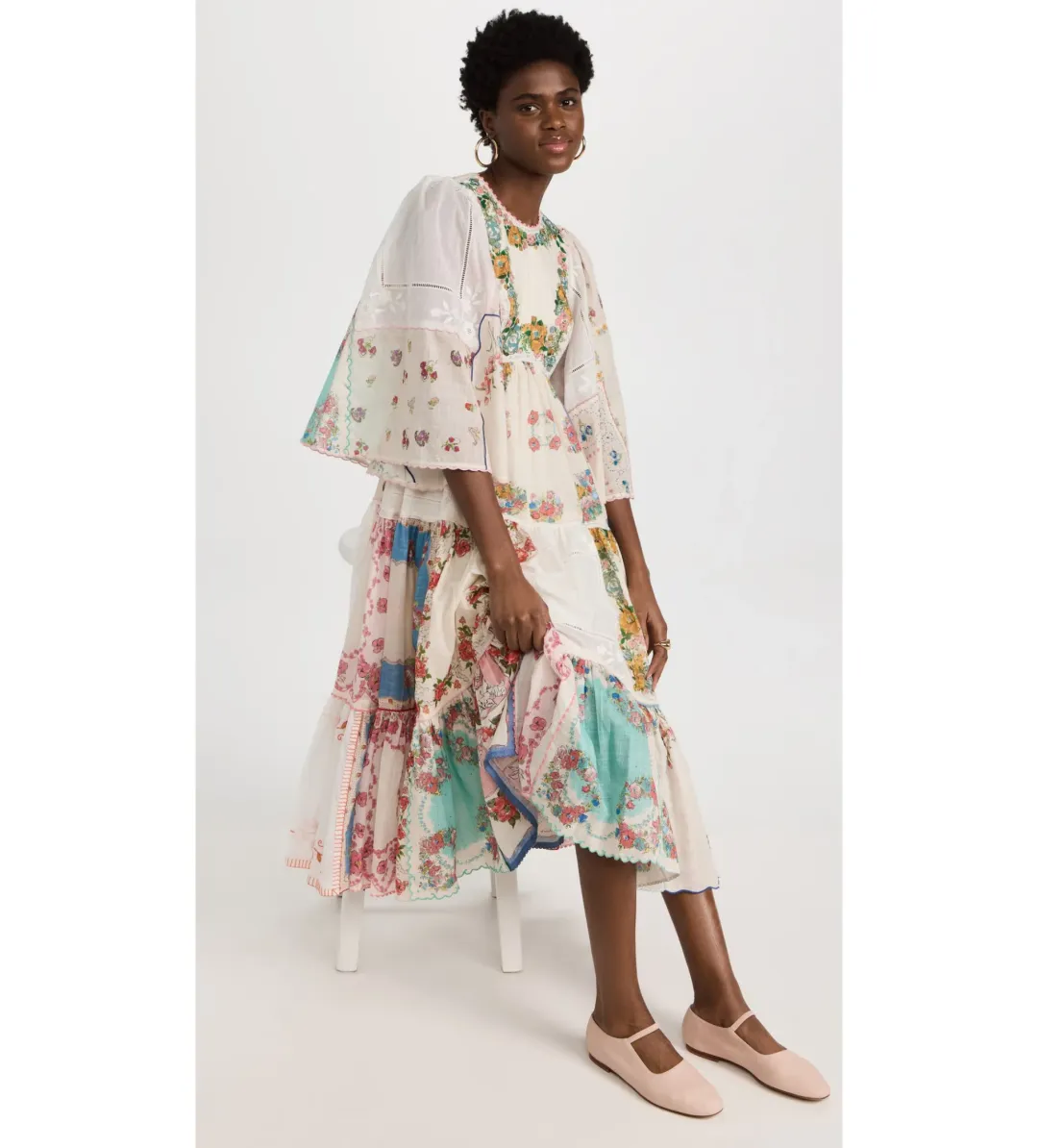 Zimmermann Clover Patched Midi Dress Multi Floral Size 1 AU 10 for rent on The Volte - main image