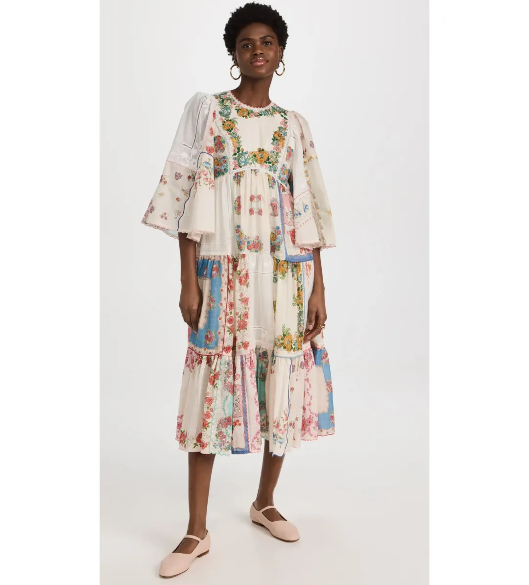 Zimmermann Clover Patched Midi Dress Multi Floral Size 1 AU 10 for rent on The Volte - main image