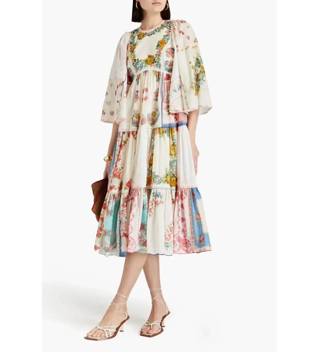 Zimmermann Clover Patched Midi Dress Multi Floral Size 1 AU 10 for rent on The Volte - main image