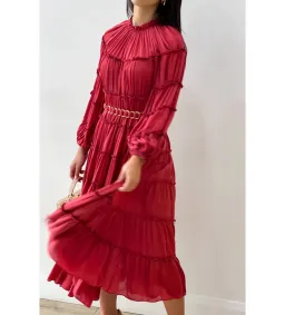 Zimmermann Silk Tiered Midi Dress Red Size 1 AU 10 for rent on The Volte - image 3