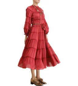 Zimmermann Silk Tiered Midi Dress Red Size 1 AU 10 for rent on The Volte - image 2