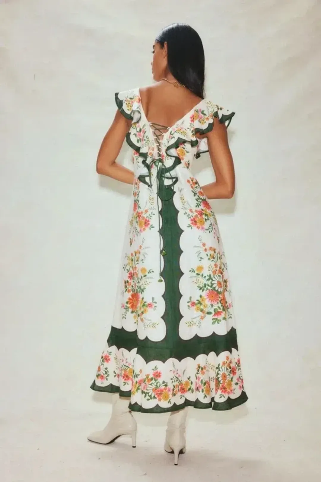Alemais Elisabetta Ruffle Midi Dress Floral Size AU 10 for rent on The Volte - main image