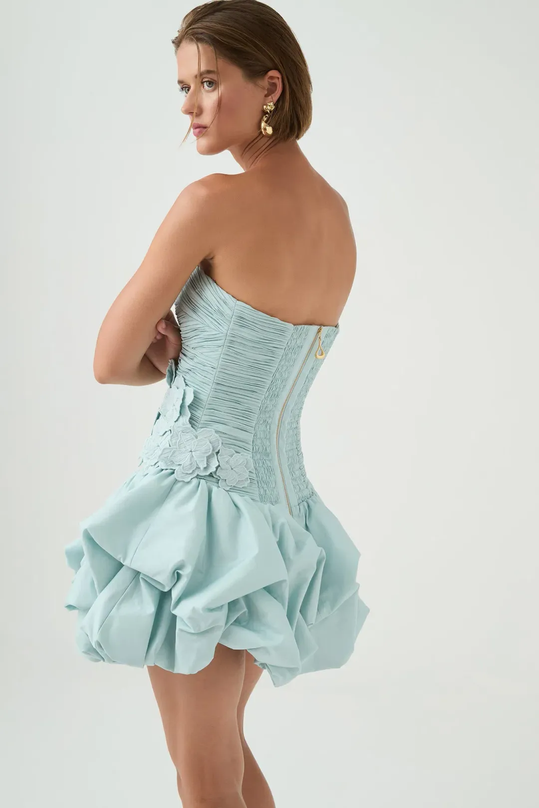 Aje Splendour Mini Dress Silver Blue Size 8 for rent on The Volte - main image