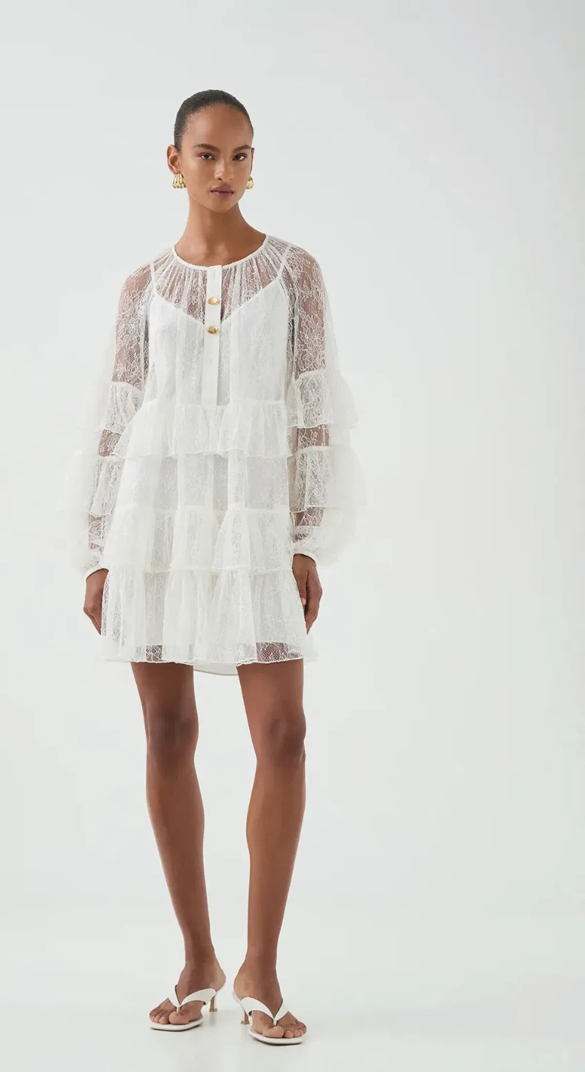 Aje Primrose Mini Dress White Size 8 for rent on The Volte - main image