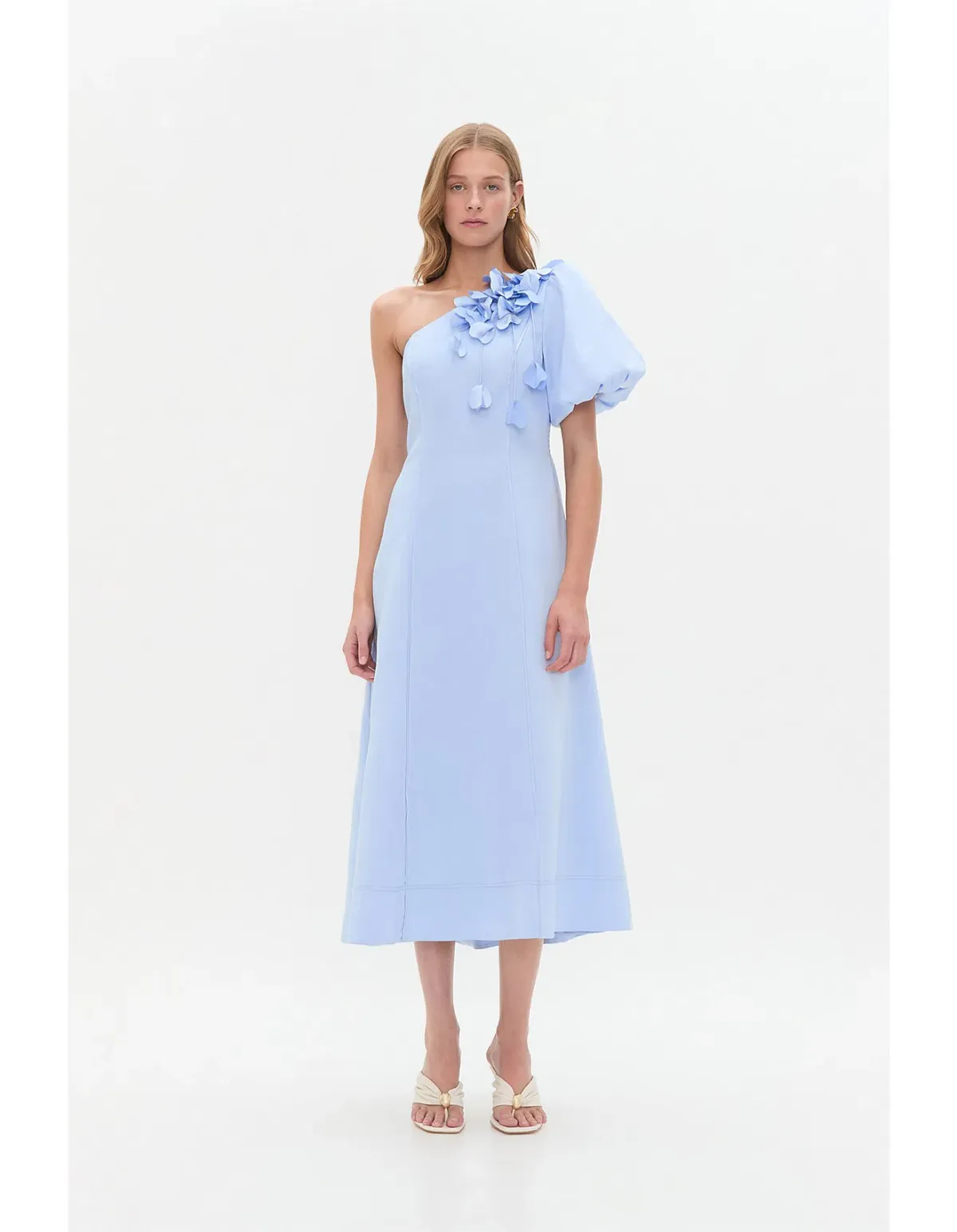 Aje Camille Midi Dress in Pale Blue Size AU 10 for rent on The Volte - main image