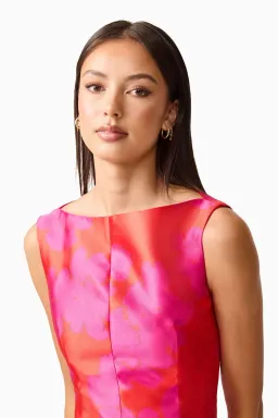 Elliat - Eloise A-Line Midi Dress in Pink & Red - Size 16 for rent on The Volte - image 4