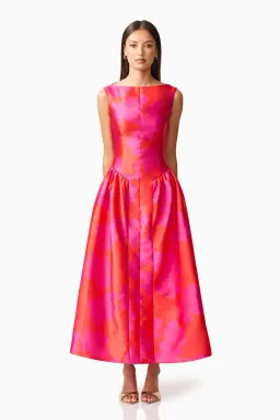 Elliat - Eloise A-Line Midi Dress in Pink & Red - Size 16 for rent on The Volte - image 6