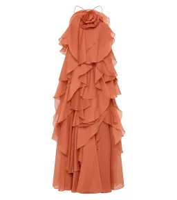 Aje Pandorea Layered Maxi Dress in Coral Clay - Size 16 for rent on The Volte - image 4