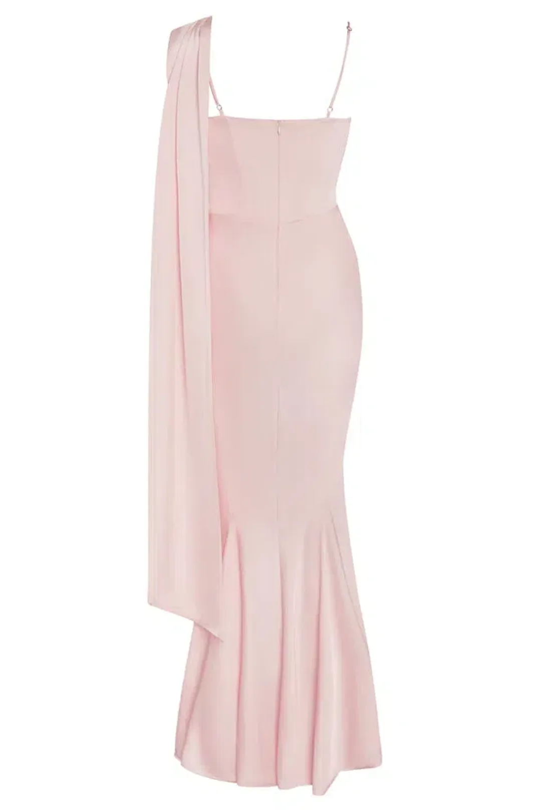 LEAU Celine Corset Drape Satin Maxi Gown Pink Size 10 for rent on The Volte - main image