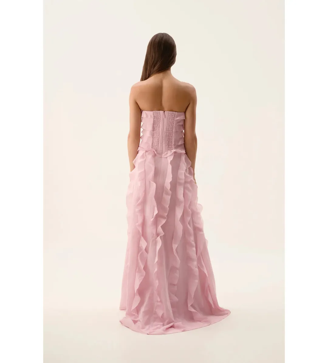Aje Allairie Strapless Gown Chalk Pink Size 16 for rent on The Volte - main image