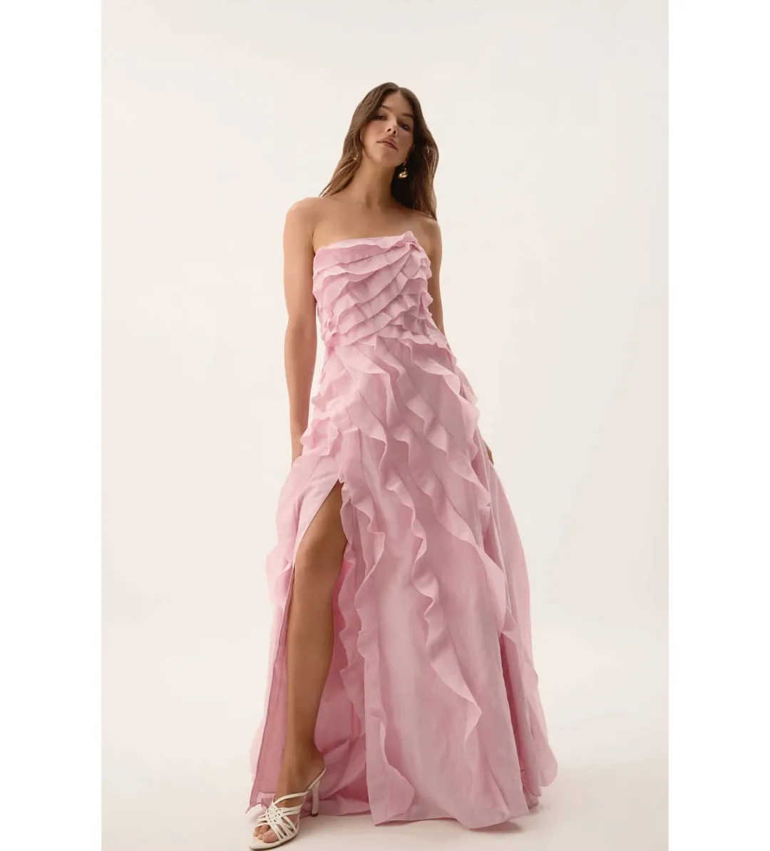Aje Allairie Strapless Gown Chalk Pink Size 16 for rent on The Volte - main image