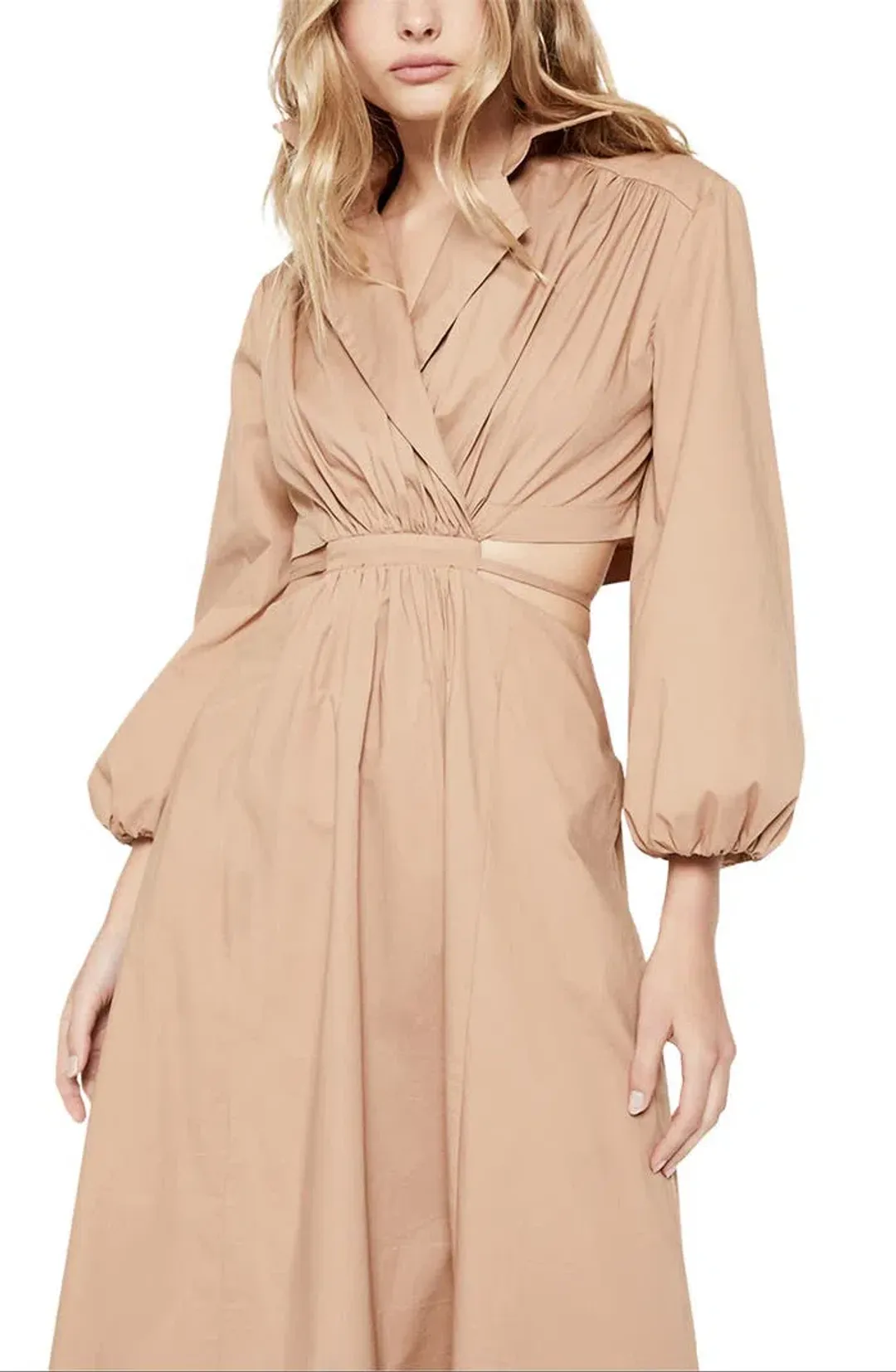 Bardot Arden Poplin Trench Midi Dress Beige Size S / AU 8 for rent on The Volte - main image