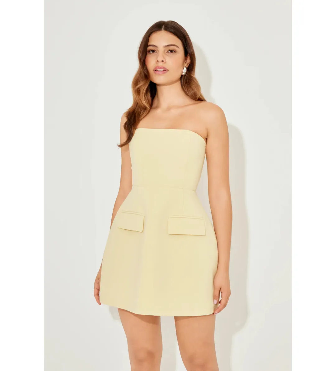 Odd Muse Strapless Mini Dress In Yellow Size AU 12 for rent on The Volte - main image