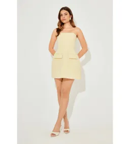 Odd Muse Strapless Mini Dress In Yellow Size AU 12 for rent on The Volte - image 1