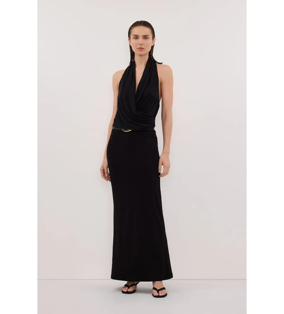 Dissh Felicity Black Sleeveless Halter  Midi Dress  Size M/ AU 10 for rent on The Volte - main image