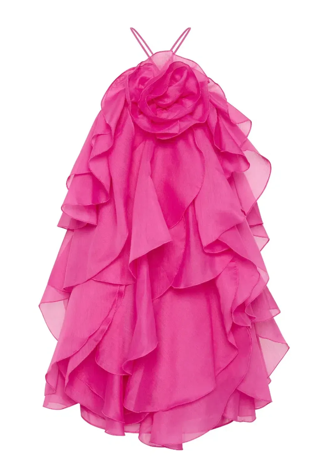 Aje Pandorea Layered Mini Dress in Fuchsia Rose Size AU 6 for rent on The Volte - main image