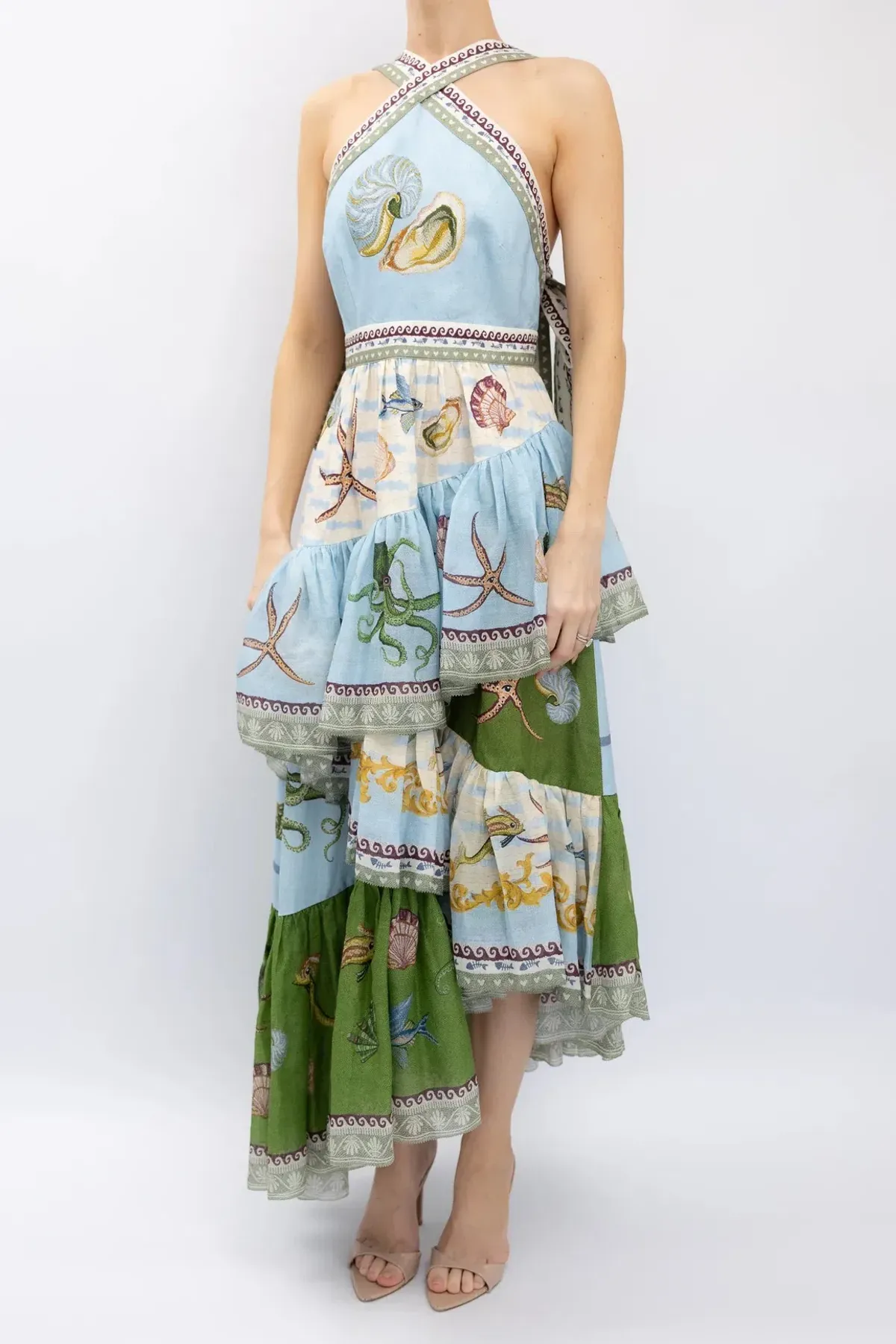 Alemais Bath House Midi Dress Print Multi Size 12 for rent on The Volte - main image