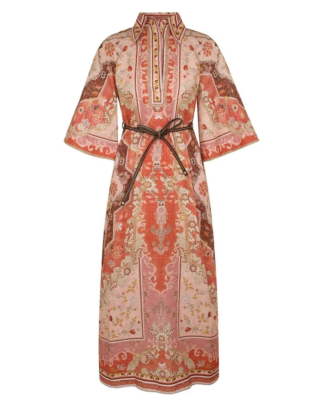 Zimmermann Wylie Tunic Midi Dress in Rust Multi Size 2 / AU 12 for rent on The Volte - main image