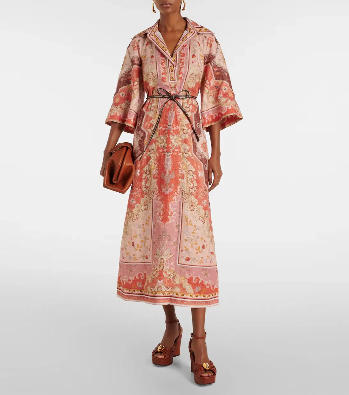 Zimmermann Wylie Tunic Midi Dress in Rust Multi Size 2 / AU 12 for rent on The Volte - main image