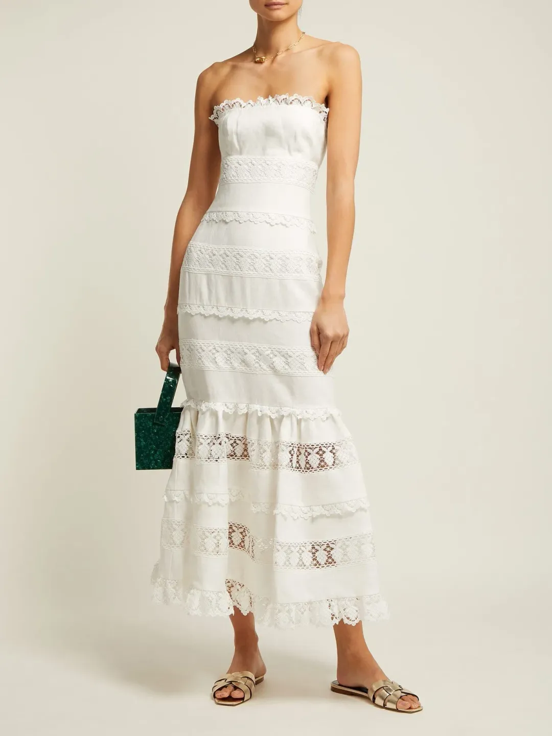 Zimmermann Wayfarer Strapless Midi Dress White Size 2 / Au 12  for rent on The Volte - main image