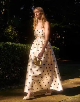 Pasduchas Dottie Strapless Midi Dress Cream and Dot Polka Size 8 for rent on The Volte - image 6