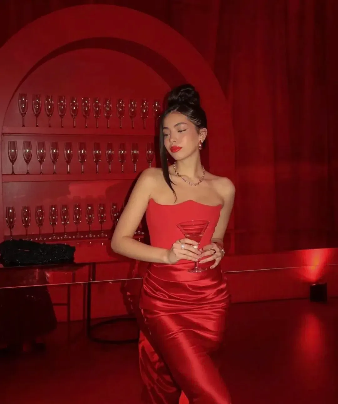 House Of CB Persephone Strapless Corset Maxi Dress Scarlet Red Size M/AU 10 for rent on The Volte - main image