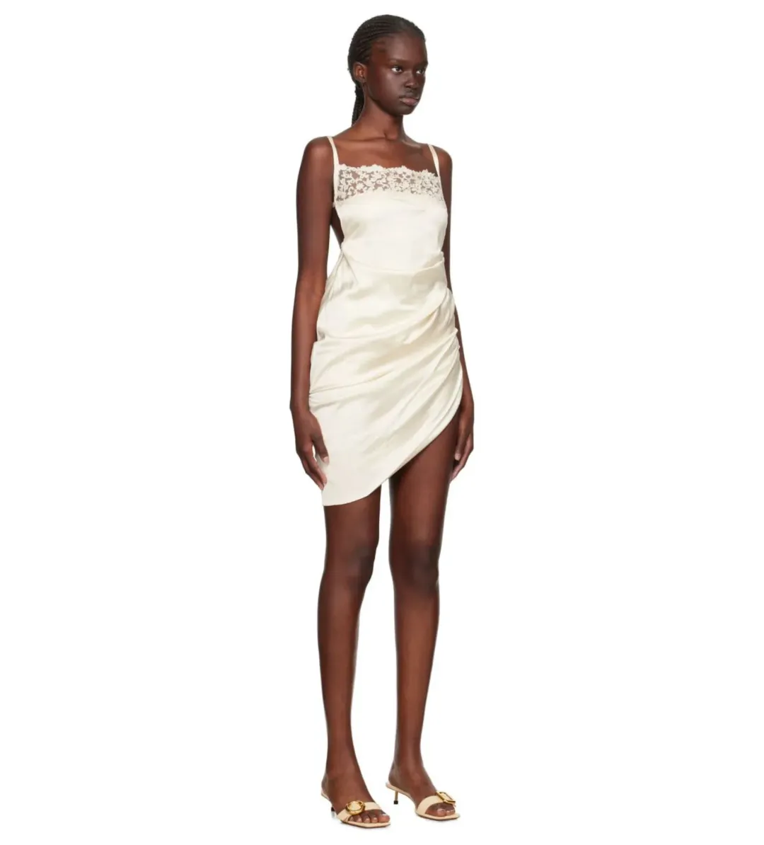 Jacquemus La Saudade Brodée Mini Dress in Off White Size 36/AU 8 for rent on The Volte - main image