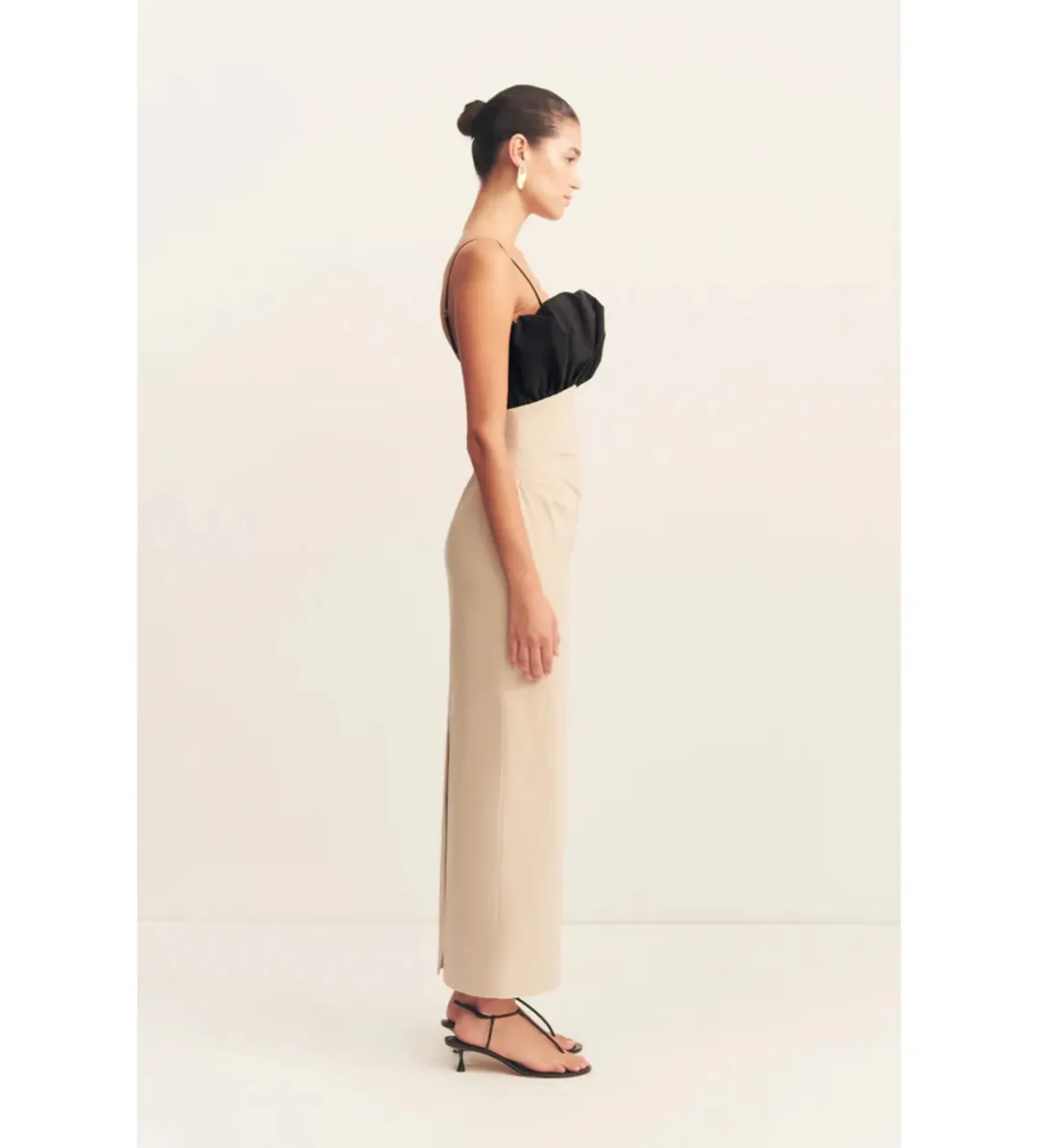 Shona Joy Campbell Bubble Bodice Midi Dress in Oat Milk Size 10 for rent on The Volte - main image