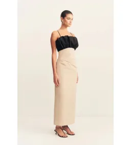 Shona Joy Campbell Bubble Bodice Midi Dress in Oat Milk Size 10 for rent on The Volte - image 2