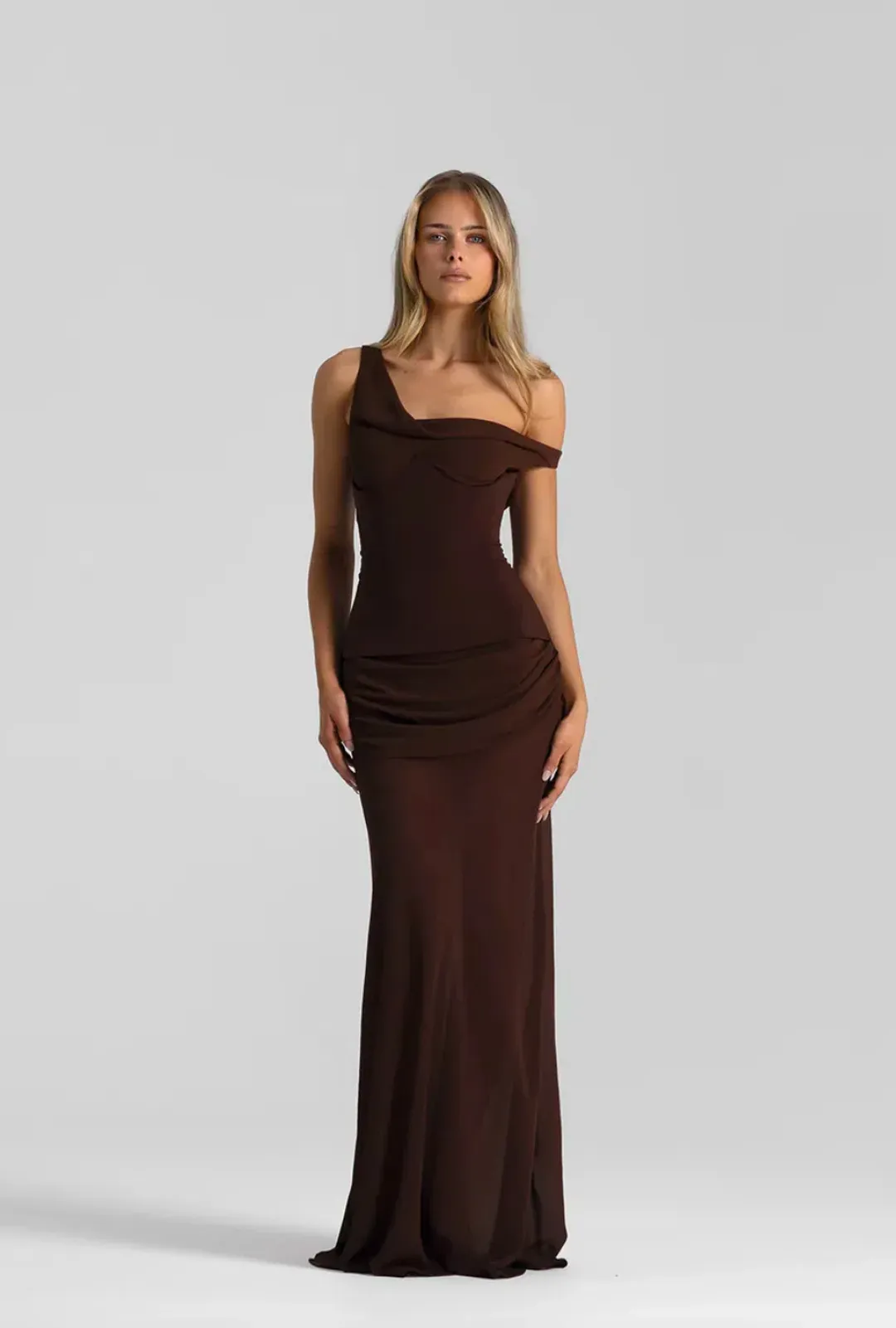 Natalie Rolt Cadence Maxi Gown Brown Size 10  for rent on The Volte - main image