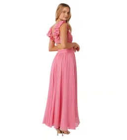 Forever New Selena Ruffle Shoulder Maxi in Pink Size AU12 for rent on The Volte - image 3