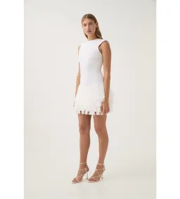 AJE Rushes Fringe Knit Mini Dress in White Size M AU 10  for rent on The Volte - image 2