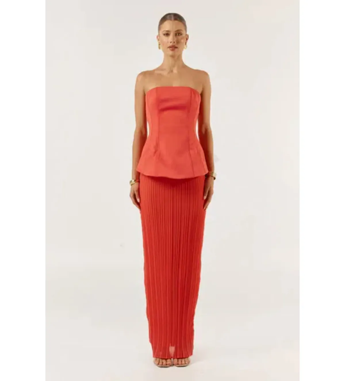 She is Olla Marcelle Maxi Dress in Tangerine Size M/AU 10 for rent on The Volte - main image