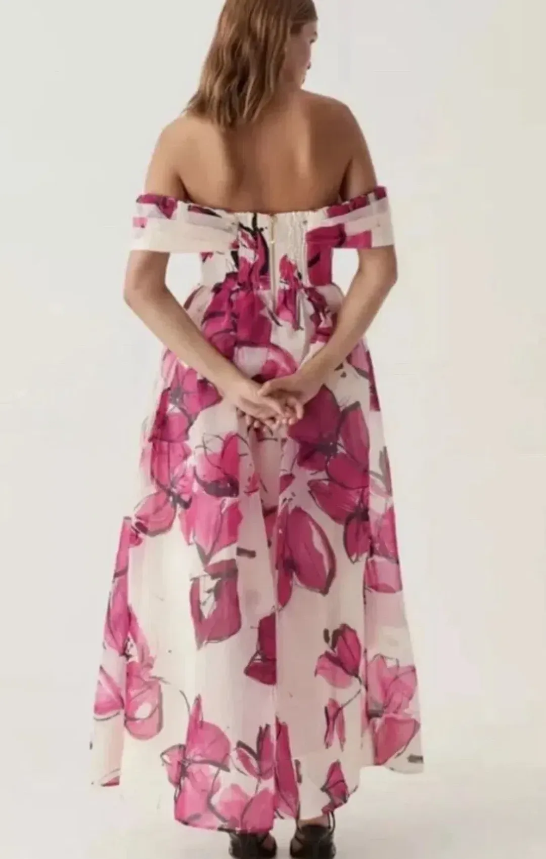 Aje Cordelia Corseted Maxi Dress Floral Pink in Size 8 for rent on The Volte - main image