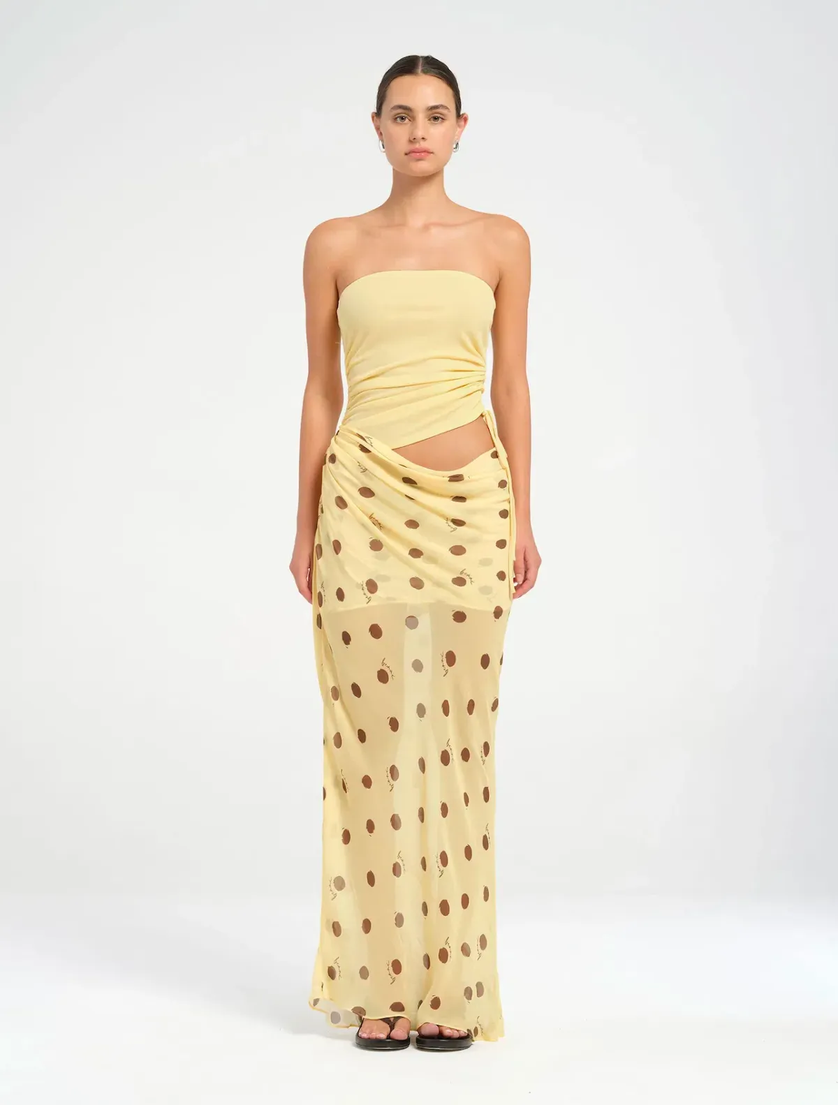 Benni Roscoe Maxi Dress in Butter Spot Size AU8 for rent on The Volte - main image