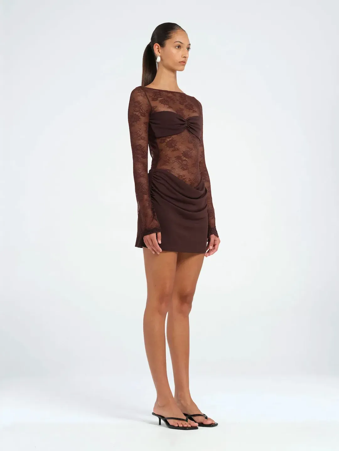 Benni Oskar Mini Dress Chocolate Size AU 8 for rent on The Volte - main image