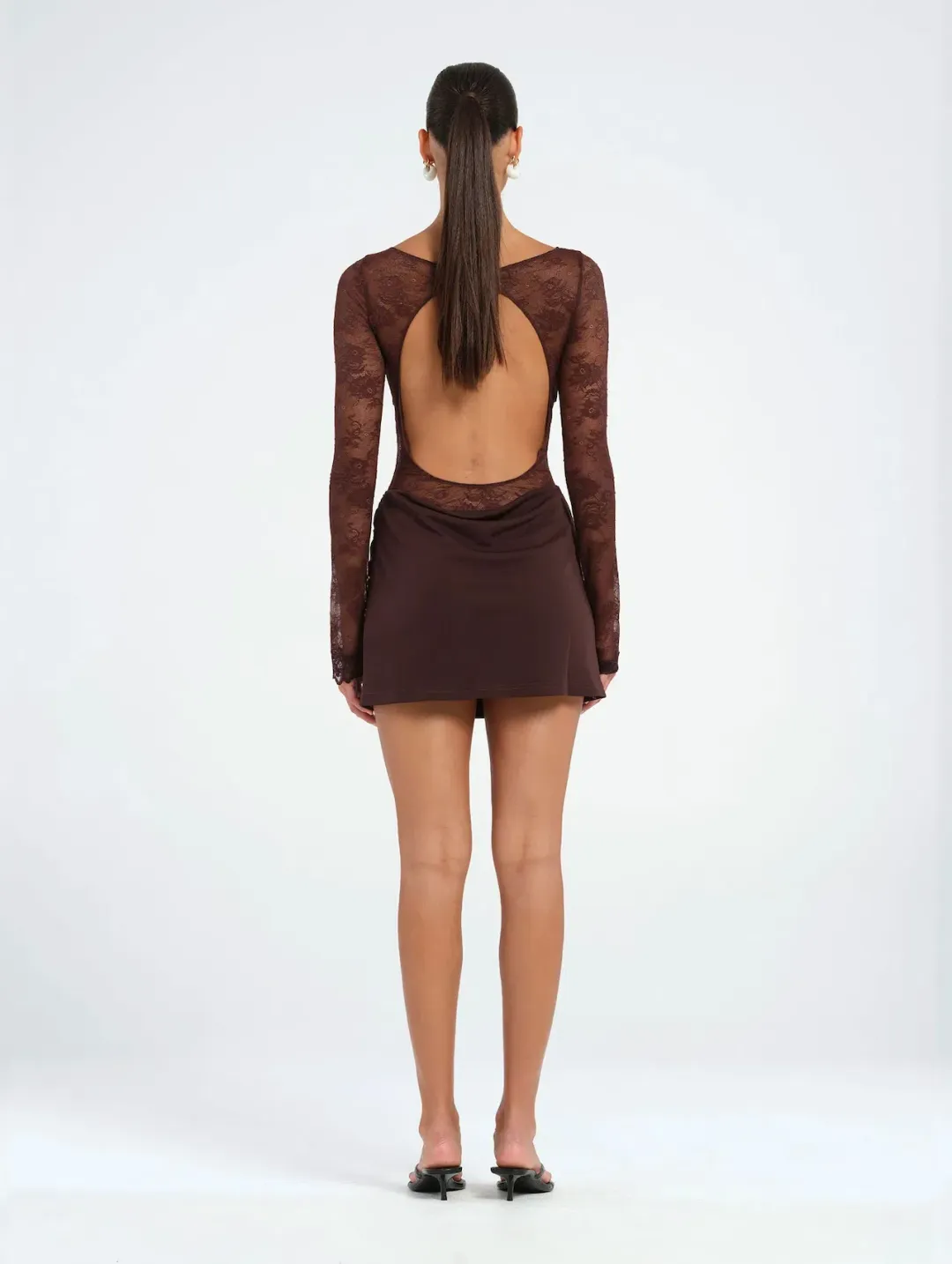 Benni Oskar Mini Dress Chocolate Size AU 8 for rent on The Volte - main image