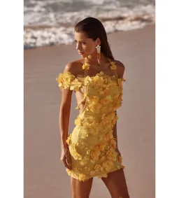 Alamour The Label Ruby Mini Dress in Yellow Size AU 10 for rent on The Volte - image 1