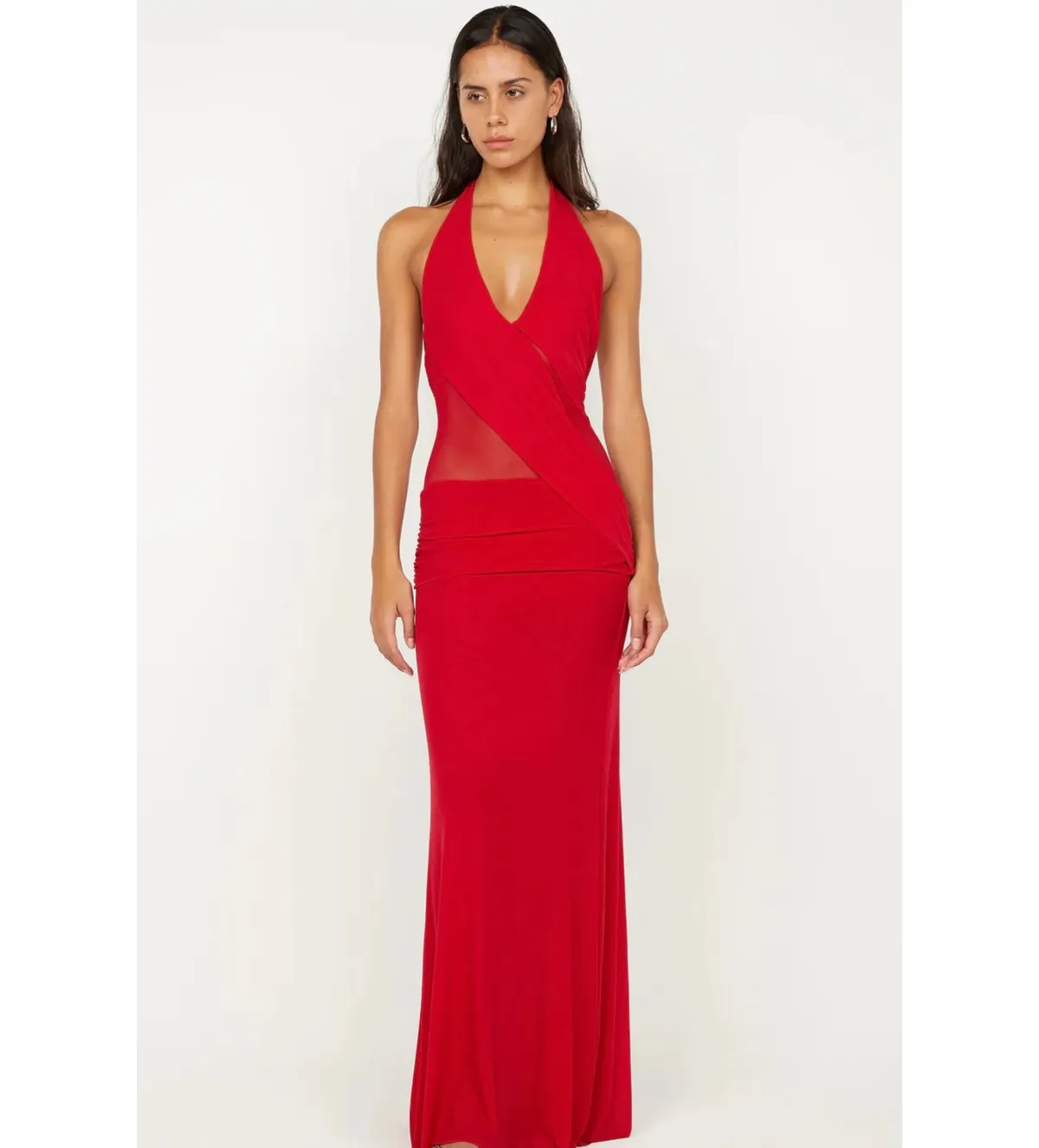Bec + Bridge Deija Halter Maxi Dress Strawberry Size 8 for rent on The Volte - main image