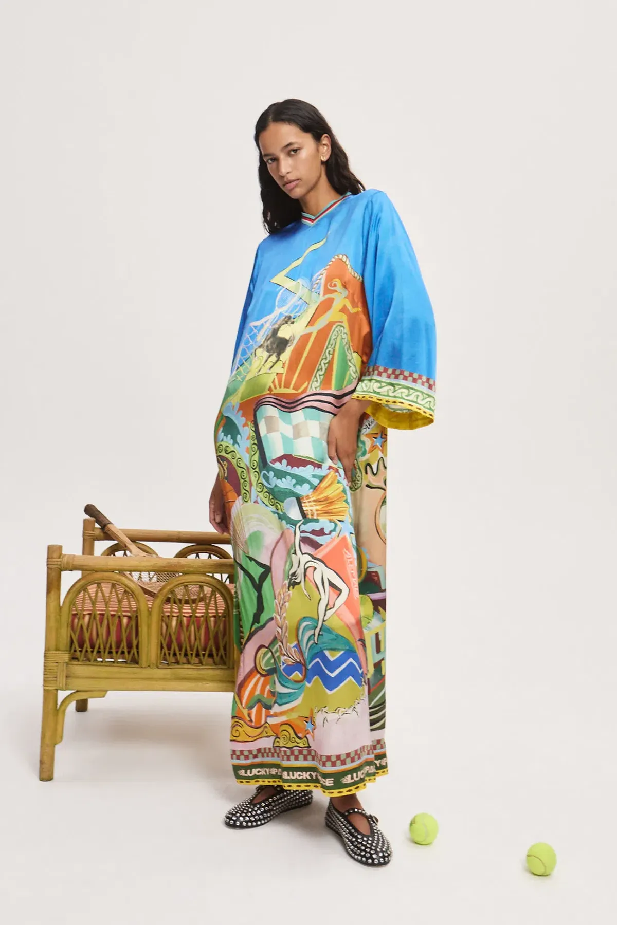 Alemais Lucky Pace Silk Midi Dress Multi Size 10 for rent on The Volte - main image