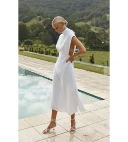 Dissh Della High Neck Midi Linen Dress SIze AU 6 for rent on The Volte - image 2