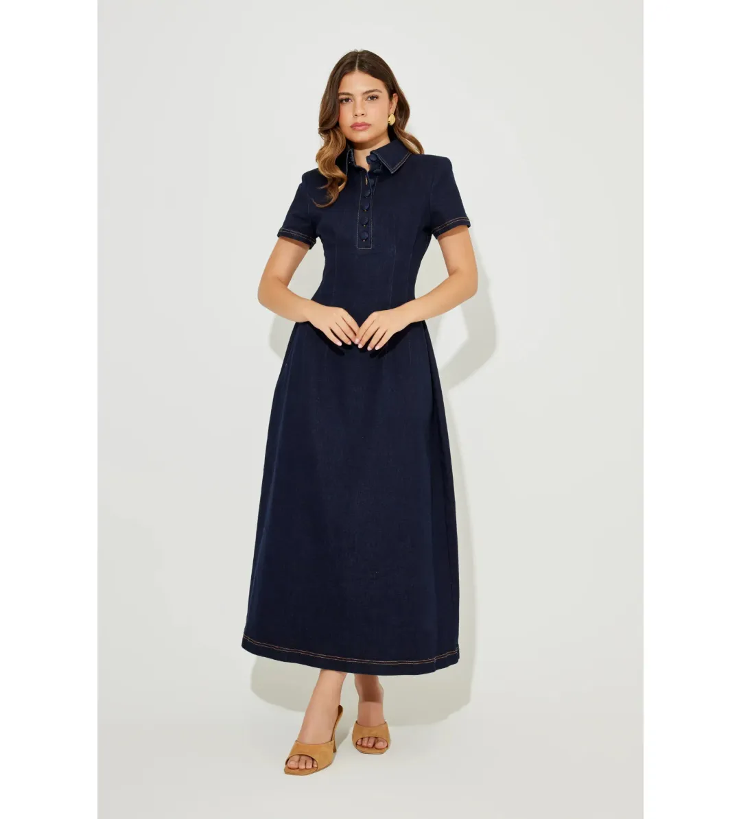 Odd Muse The Ultimate Muse Collared Midi Dress Indigo Blue  Size L / AU 10 for rent on The Volte - main image